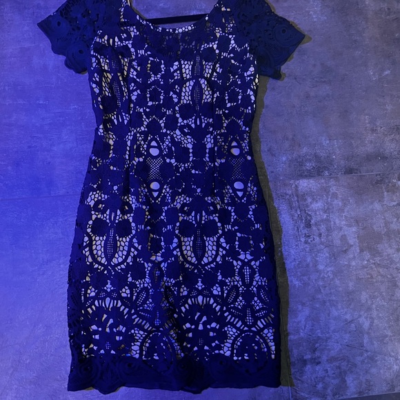 Navy blue lace cocktail dress S - Picture 7 of 7